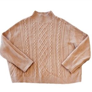 Loft Turtleneck Cable Sweater In Fresh Camel Size M